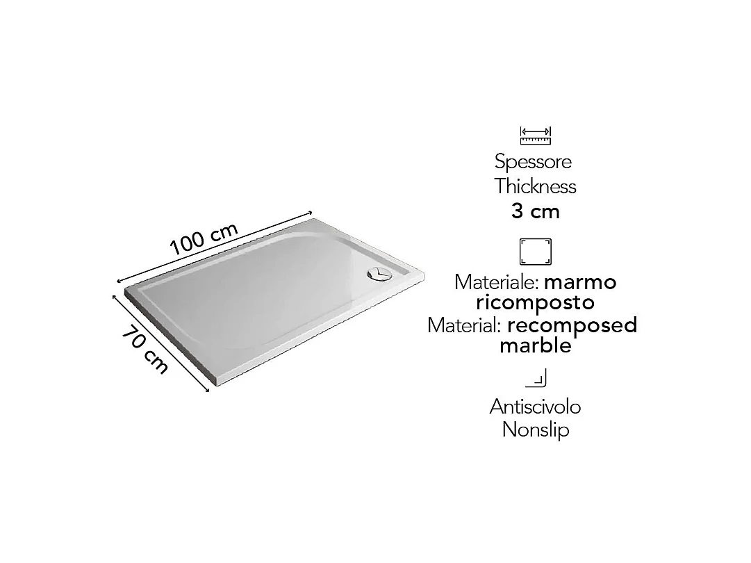 Receveur De Douche Fin En Résine 70X100 Au Ras Du Sol | Klio