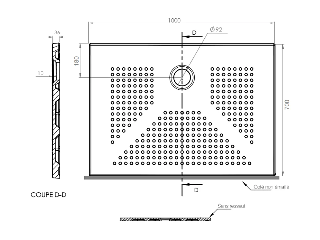 Plateau De Douche 70X100 En Céramique Noire | Delfino