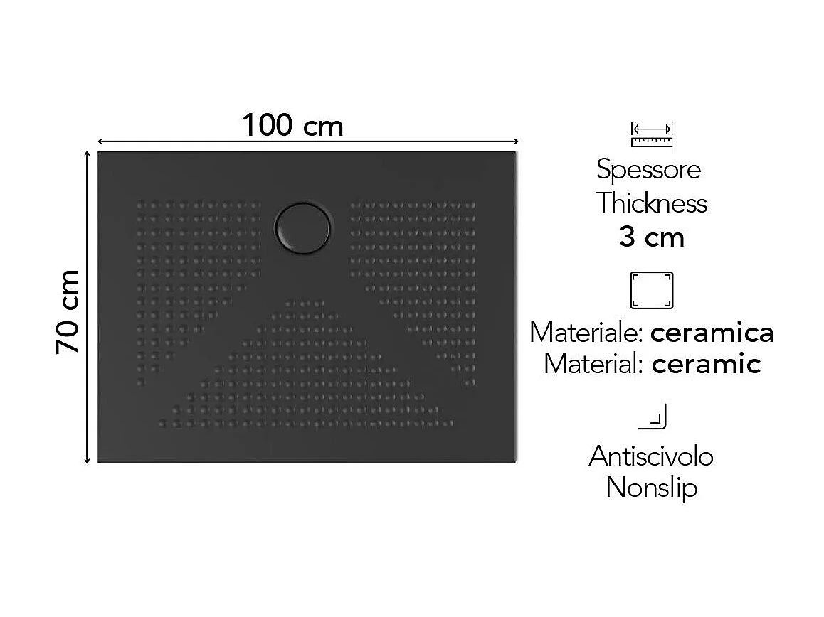 Plateau De Douche 70X100 En Céramique Noire | Delfino