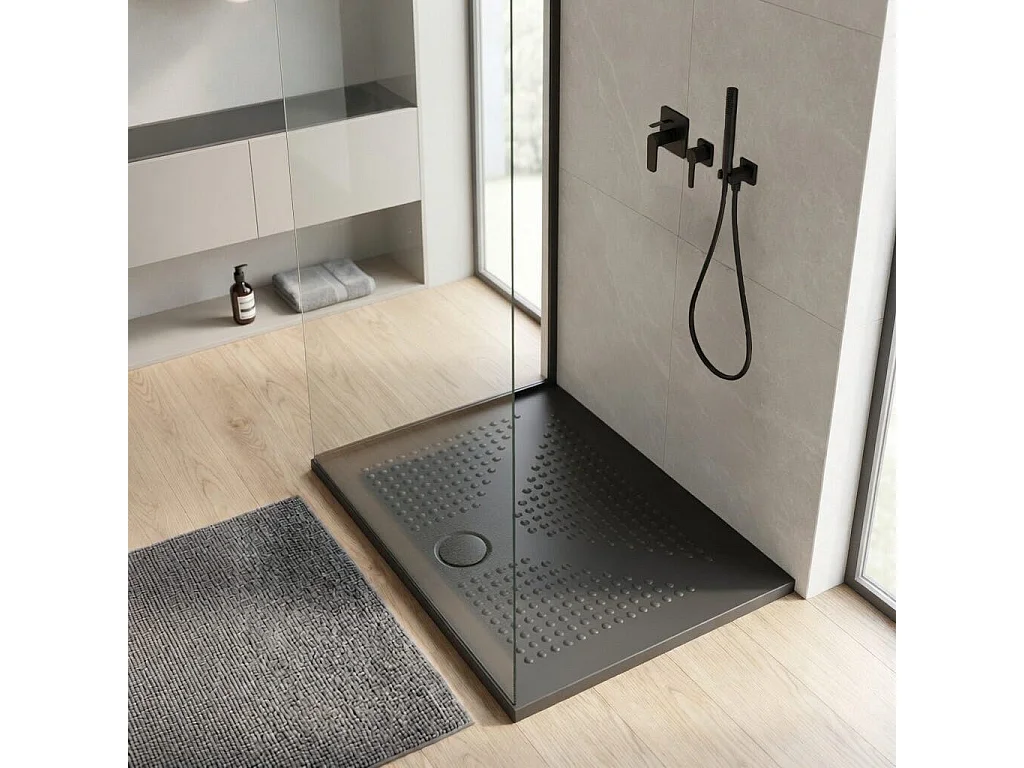 Plateau De Douche 70X100 En Céramique Noire | Delfino