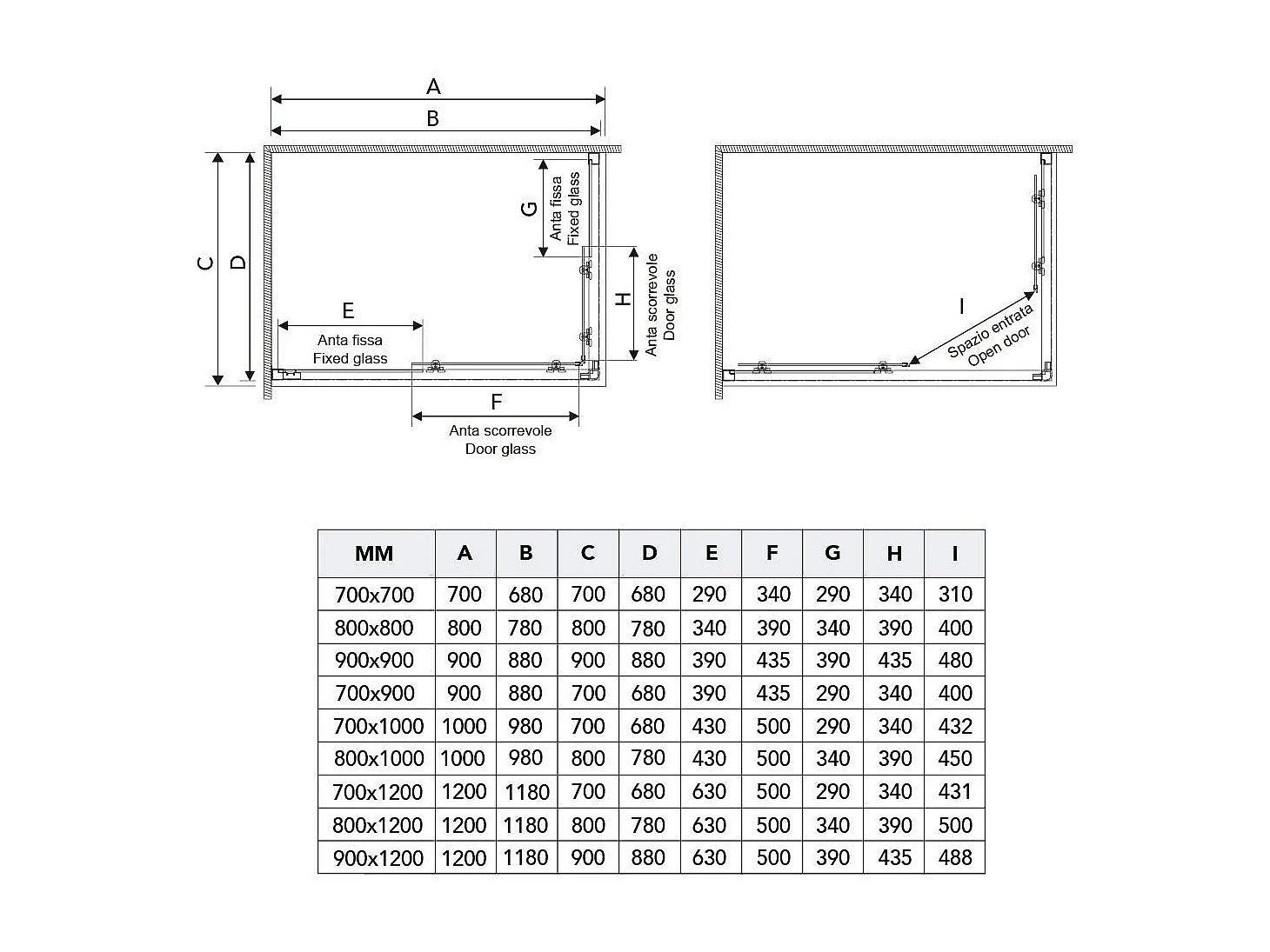 Cabine Angulaire Pour Douche Deux Portes Coulissantes Transparente 80X100 Profil Flat | Fly