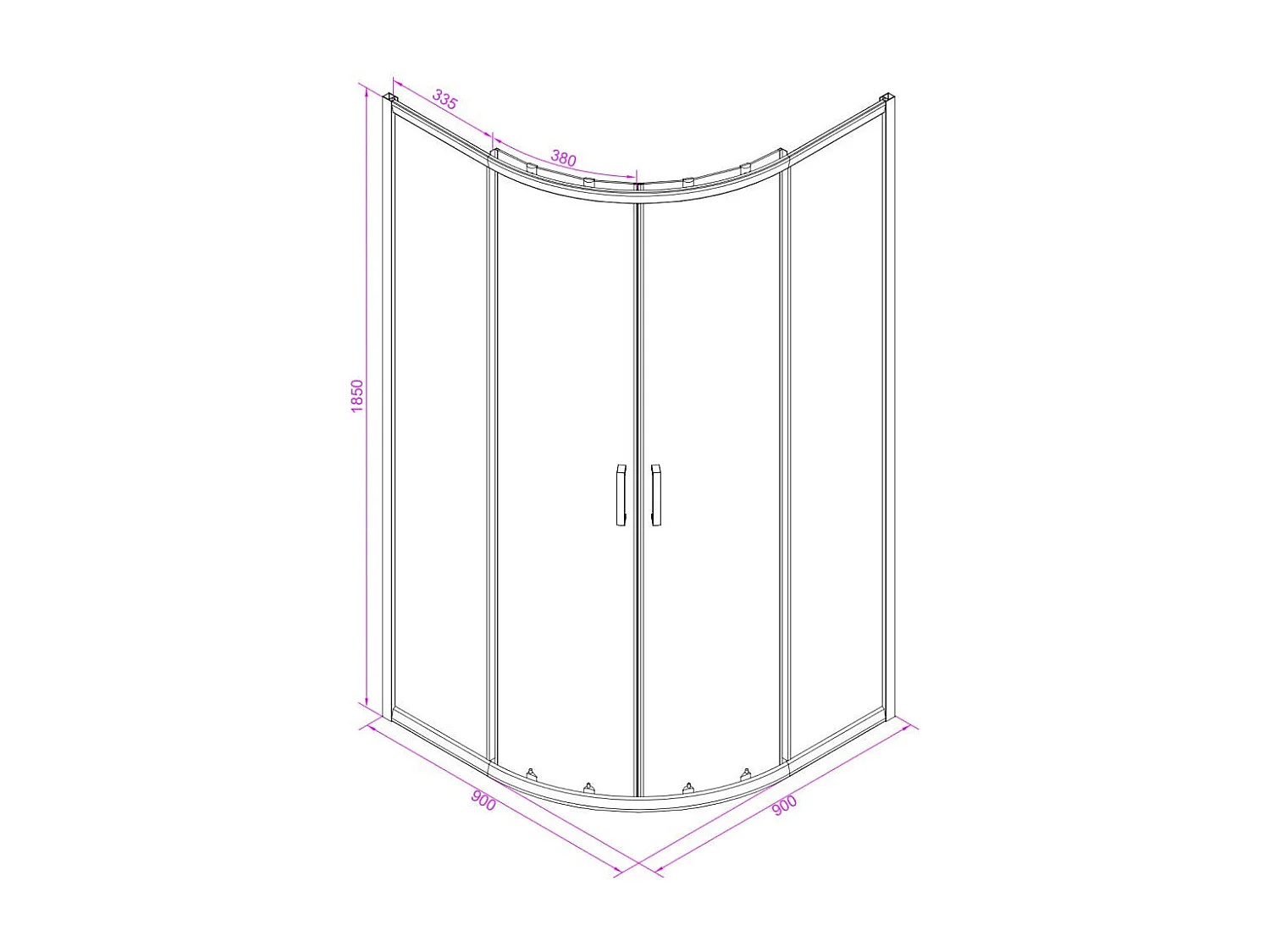 Cabine De Douche Transparent Angulaire 90X90 Cm | Venere