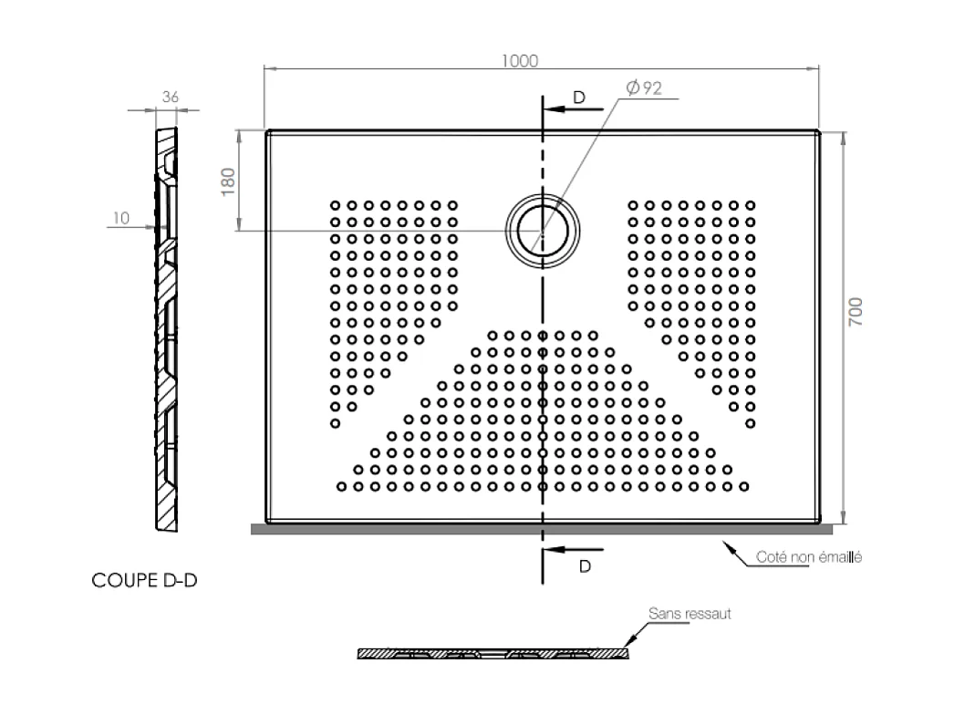 Receveur De Douche Rectangulaire En Céramique 100X70 H3 | Delfino