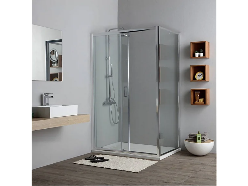 Cabine De Douche Avec Porte Coulissante Cm 140 Et Paroi Fixe Cm 70 | New Giada