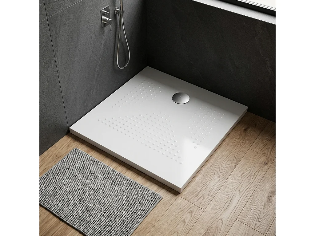 Receveur De Douche Carré 80X80 En Céramique Mince 3Cm | Delfino