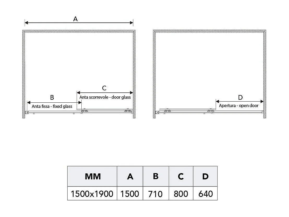 Cabine De Douche 150X70 Tranparente En Crytal De 6Mm Et Hauteur 190 | Dream