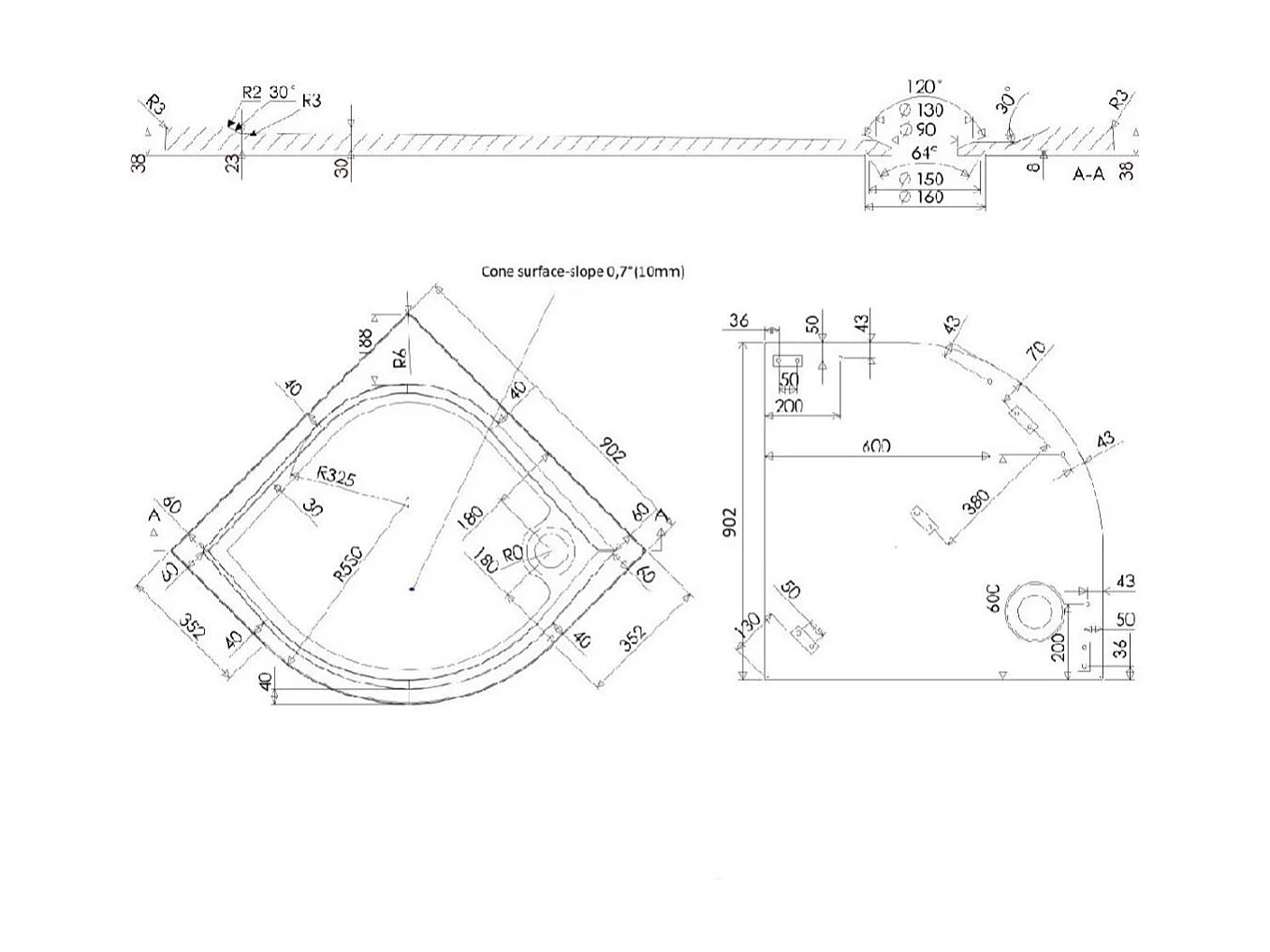 Receveur De Douche Fin Semi-Circulaire En Résine 90 Cm | Klio