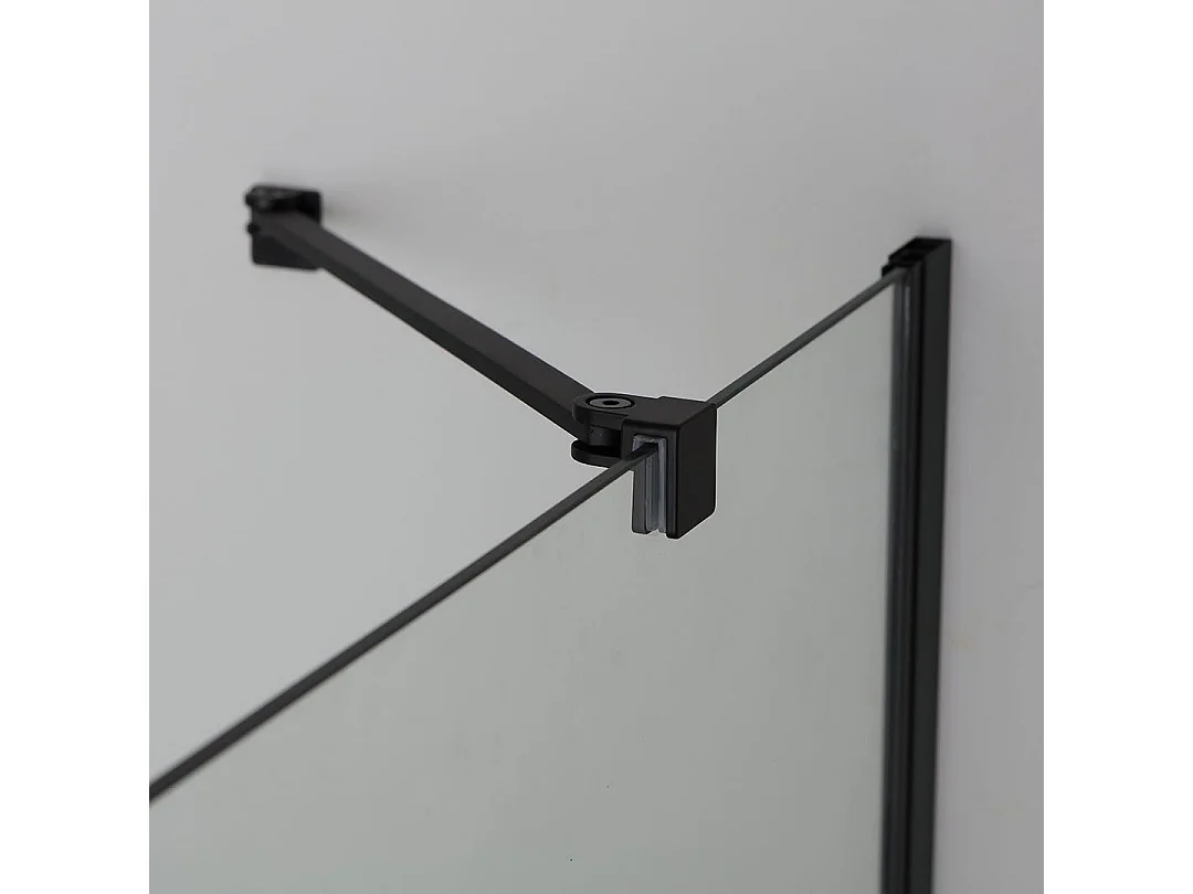 Cabine De Douche 80X100 H190 Noir Mat Porte Battante Sans Cadre | London