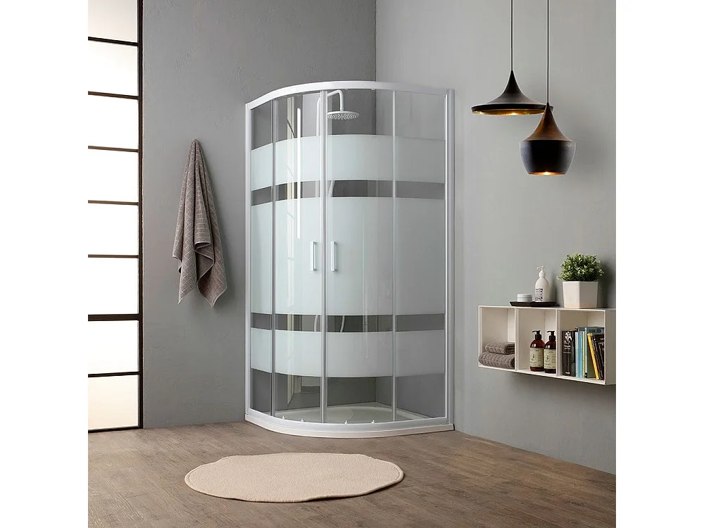 Cabine De Douche Incurvée 90X90 Crystal 4 Mm Sérigraphié | Venere