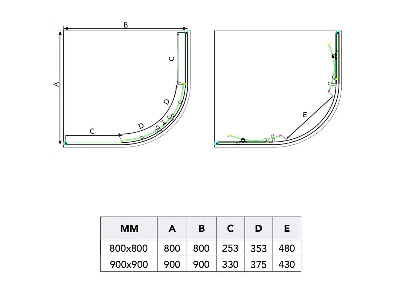 Cabine De Douche Incurvée 90X90 Crystal 4 Mm Sérigraphié | Venere