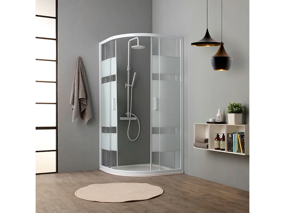 Cabine De Douche Incurvée 90X90 Crystal 4 Mm Sérigraphié | Venere