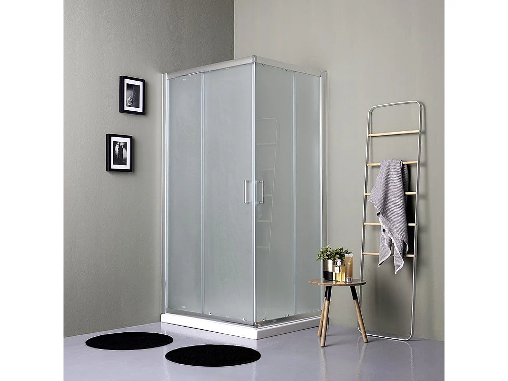 Boîte De Douche En Verre Satiné 80X120 Avec Portes Coulissantes | Giada