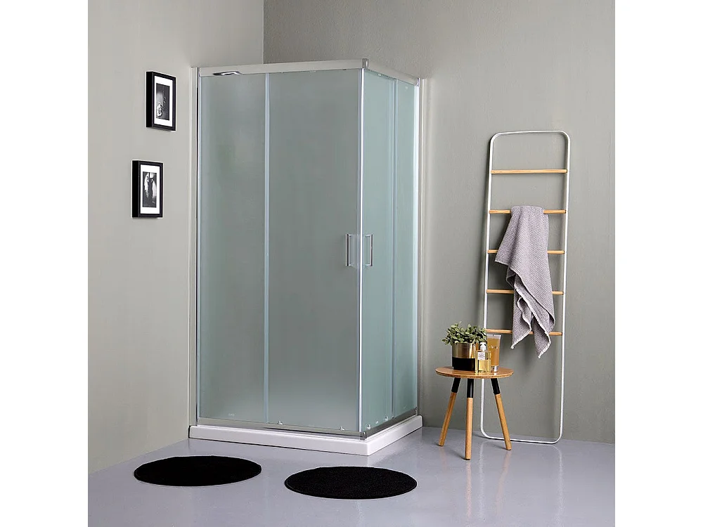 Boîte De Douche En Verre Satiné 80X120 Avec Portes Coulissantes | Giada