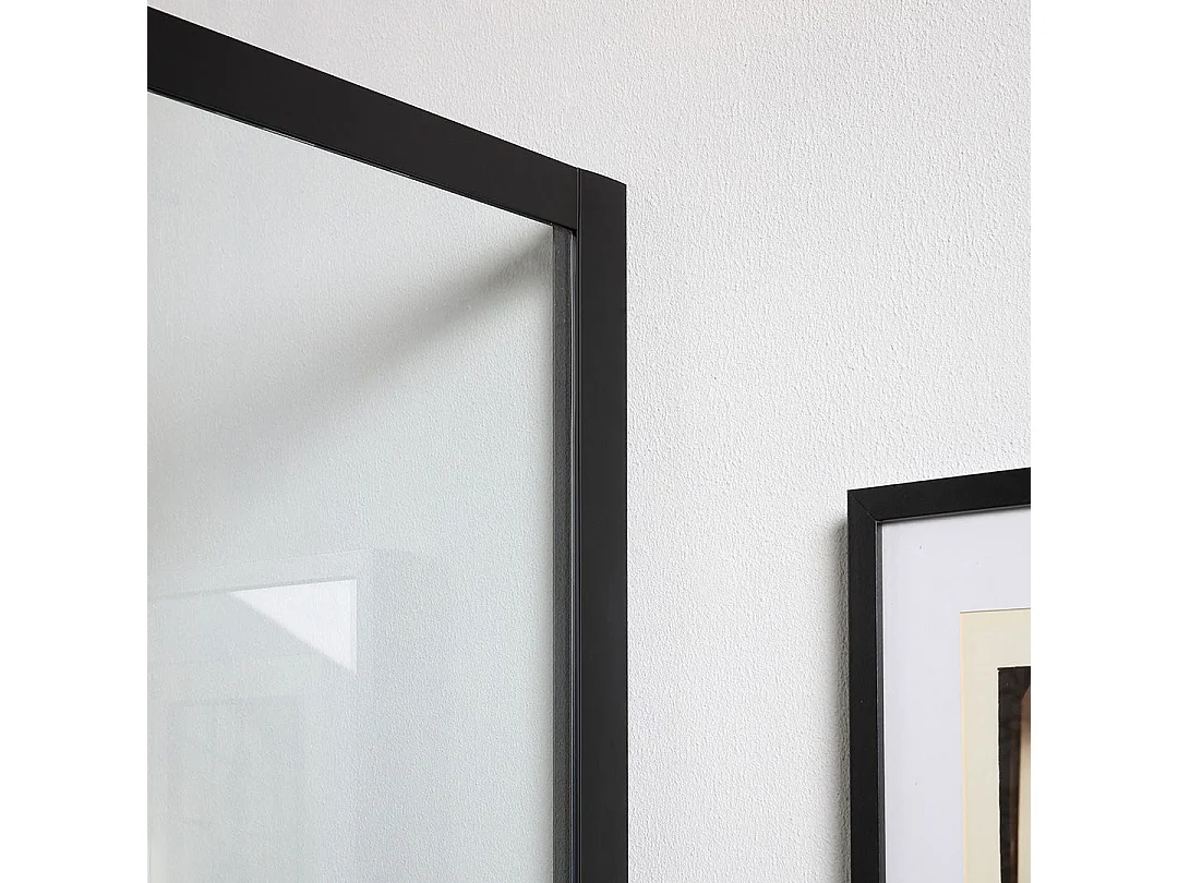 Porte De Douche Niche Noir Mat Avec 1 Porte Fixe Et 1 Porte Coulissante De 100 Cm + Paroi Fixe L: 80 Cm H: 190 Cm Verre Transparent | City