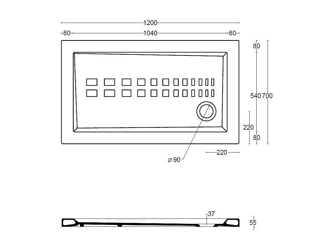 Receveur De Douche Traditionnel 70X120 Extra Plat En Céramique | Linea