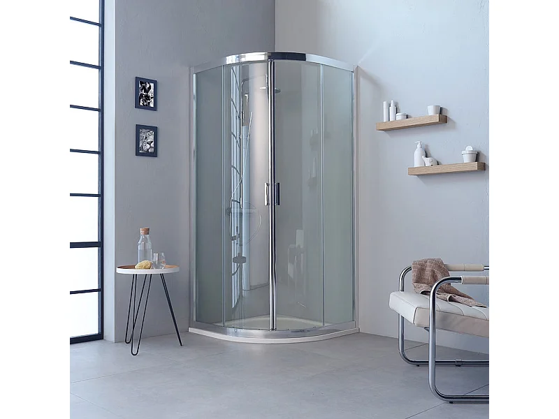 Cabine De Douche Moderne Angulaire Profiles En Aluminium 80X80 Transparent | Fly