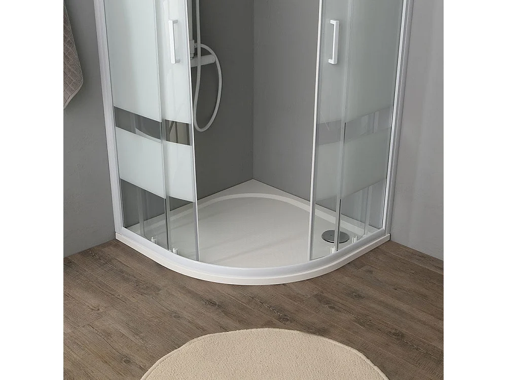 Cabine De Douche Semi-Circulaire 80 Cm Crystal Sérigraphié | Venere