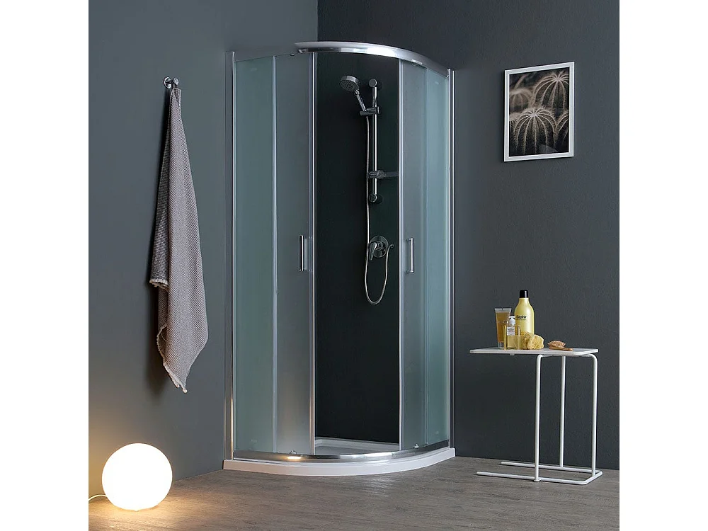 Cabine De Douche D'angle Semi-Circulaire 80X80 Verre Dépoli | Giada