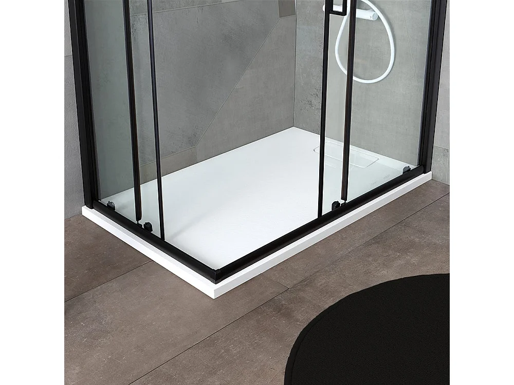 Cabine Douche 80X100 H 190 Profile Noir Opaque Cristal Transparent | City