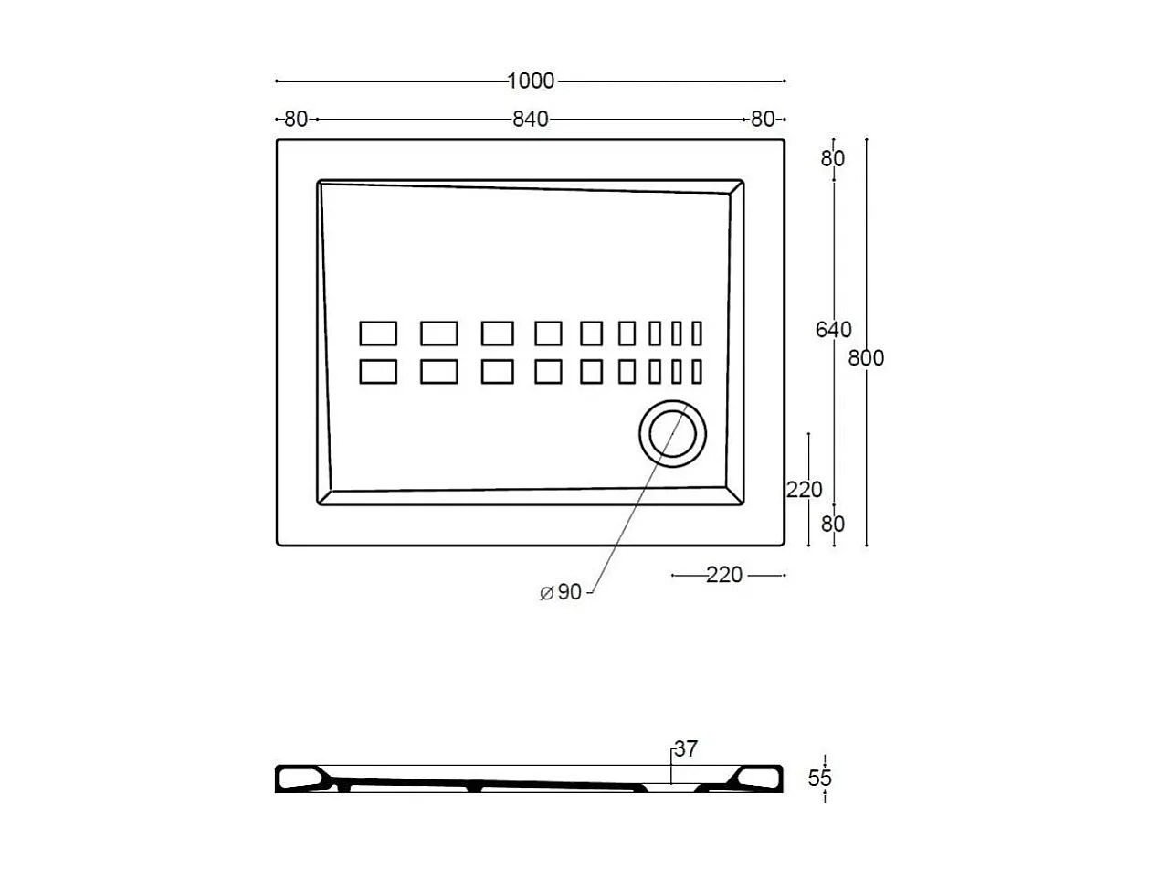 Receveur De Douche Traditionnel 100X80 Extra Plat En Céramique | Linea