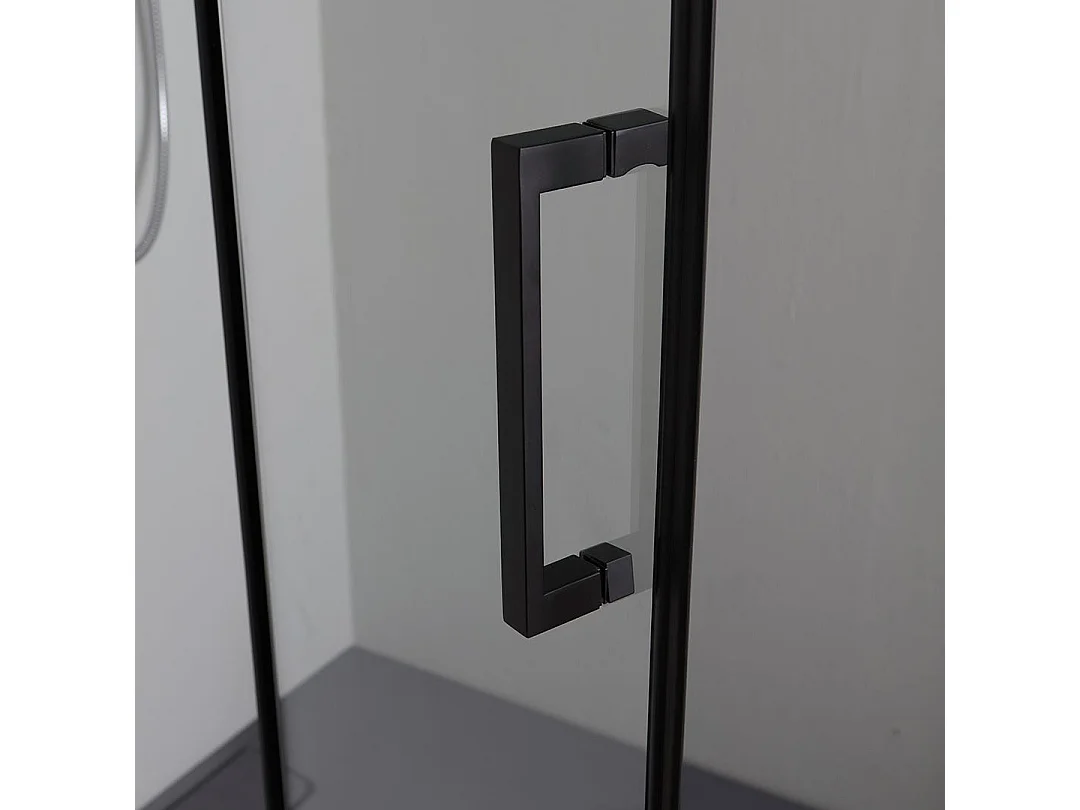 Cabine De Douche 120X80 Noire Porte En Verre À Double Charnières 6Mm | London