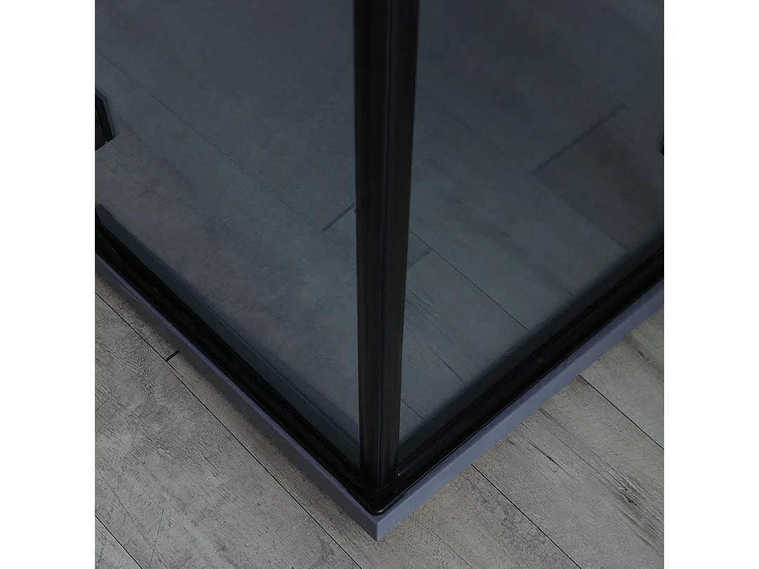 Cabine De Douche 120X80 Noire Porte En Verre À Double Charnières 6Mm | London