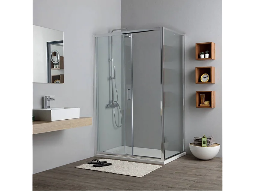Cabine De Douche Transparente 150X70 Cm Avec Ouverture Coulissante | New Giada