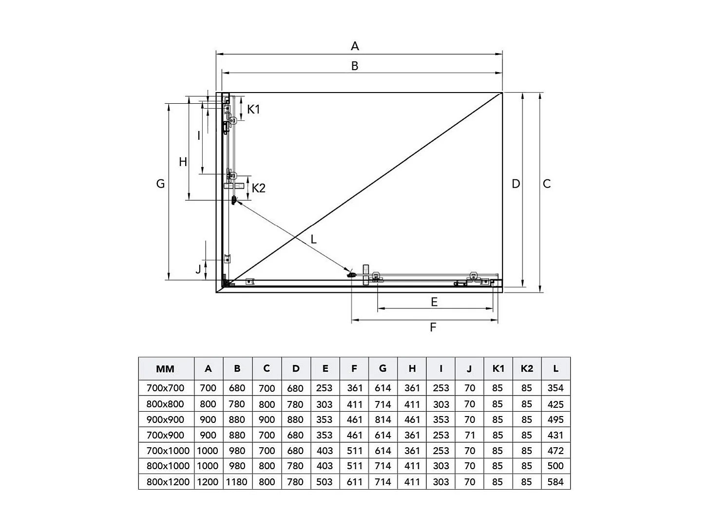 Cabine De Douche 70X90 Profilés Noirs Mats Avec Verre Sérigraphié | City