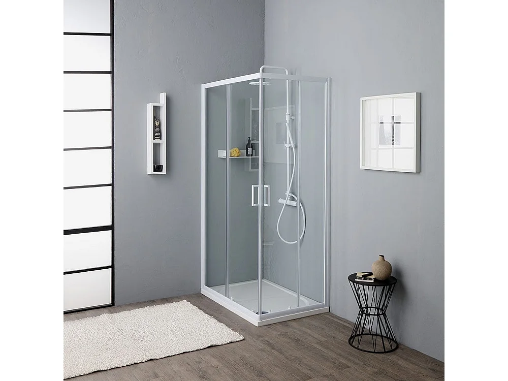 Cabine De Douche Avec Chassis Blanc 70X90 Cm | Venere