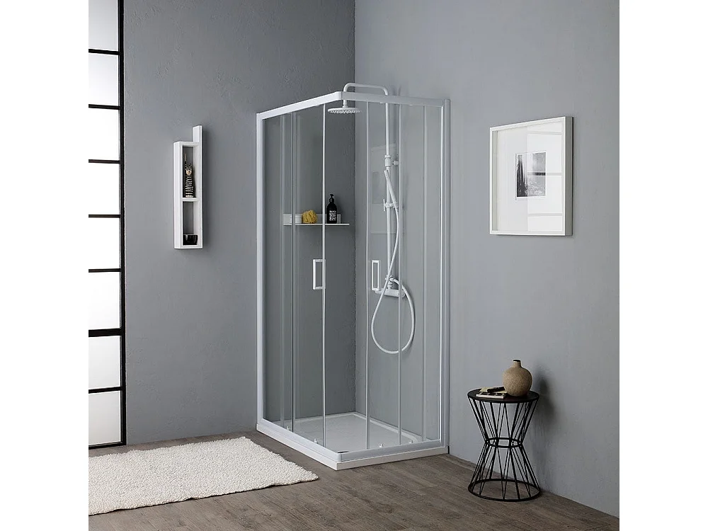 Cabine De Douche Avec Chassis Blanc 70X90 Cm | Venere