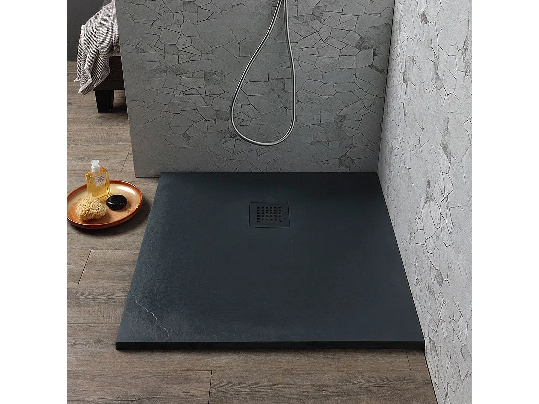 Receveur De Douche 90X90 Résine Gris Anthracite Effet Pierre | Muse