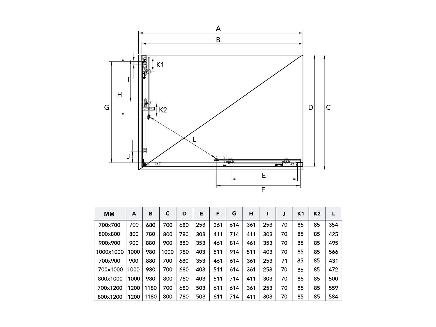 Porte De Douche 70X90 Cm Angulaire Verre Transparent | Giada