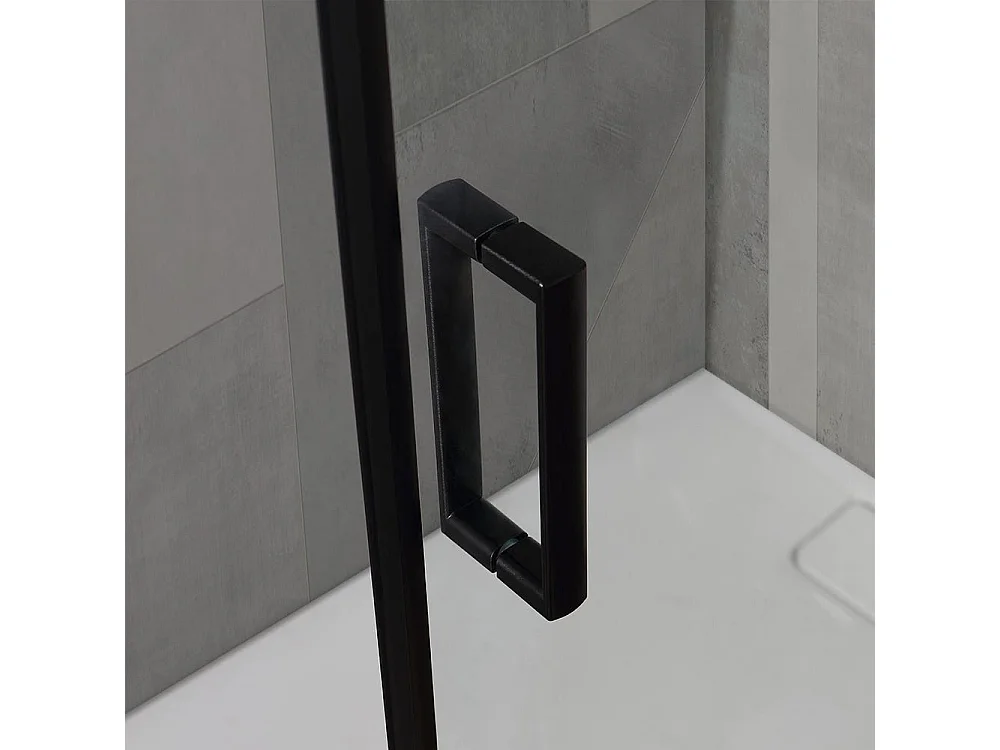 Porte De Douche Noir Opaque 70X100 Cm Cristal Transparent Design | City