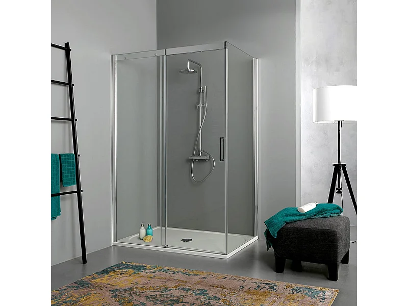 Cabine De Douche 70X130 Porte Coulissante Avec Côté Fixe En Crystal | Dream