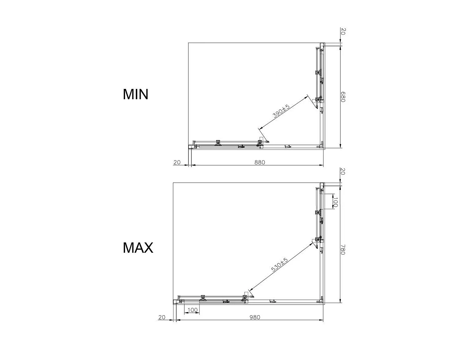 Cabine De Douche D'angle Extensible De 70-80X90-100 Cm Verre 4 Mm | Leo