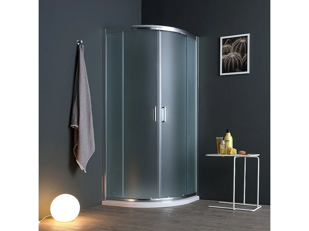 Cabine De Douche Semi-Circulaire 90X90cm Portes Verre Satiné 6 Mm | Giada