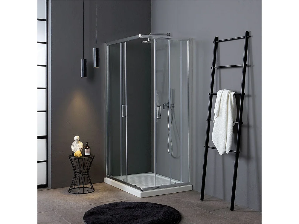 Cabine De Douche D'angle Coulissante 70X100 Cm Cristal Transparent | Luna