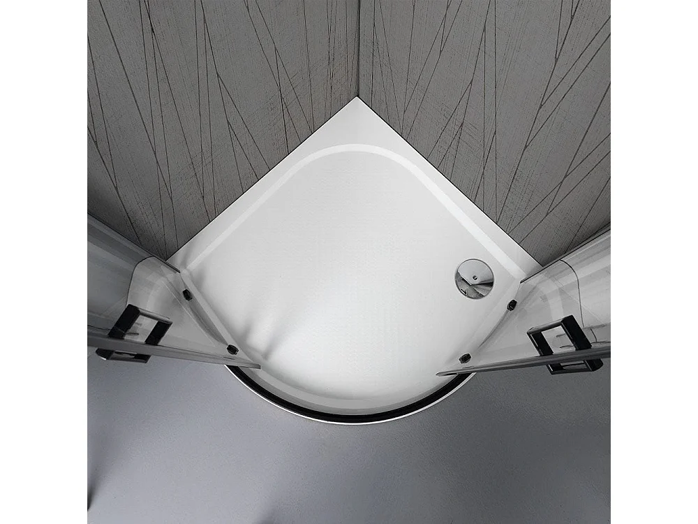 Cabine De Douche Semi-Circulaire Avec Cristal Transparent Et Profil Noir Mat | City