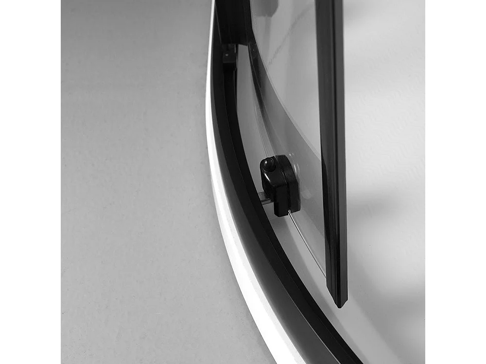 Cabine De Douche Semi-Circulaire Avec Cristal Transparent Et Profil Noir Mat | City