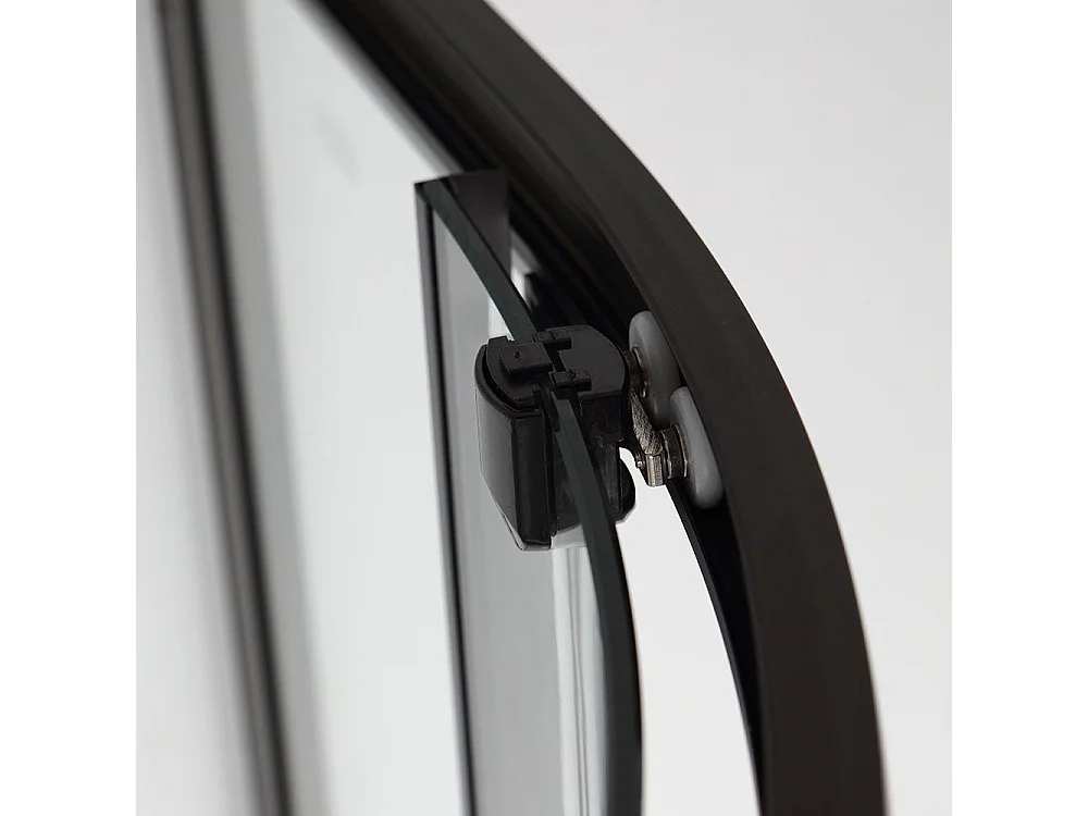 Cabine De Douche Semi-Circulaire Avec Cristal Transparent Et Profil Noir Mat | City