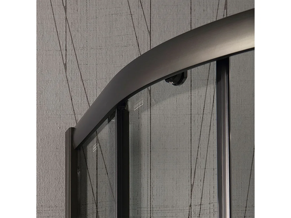 Cabine De Douche Semi-Circulaire Avec Cristal Transparent Et Profil Noir Mat | City