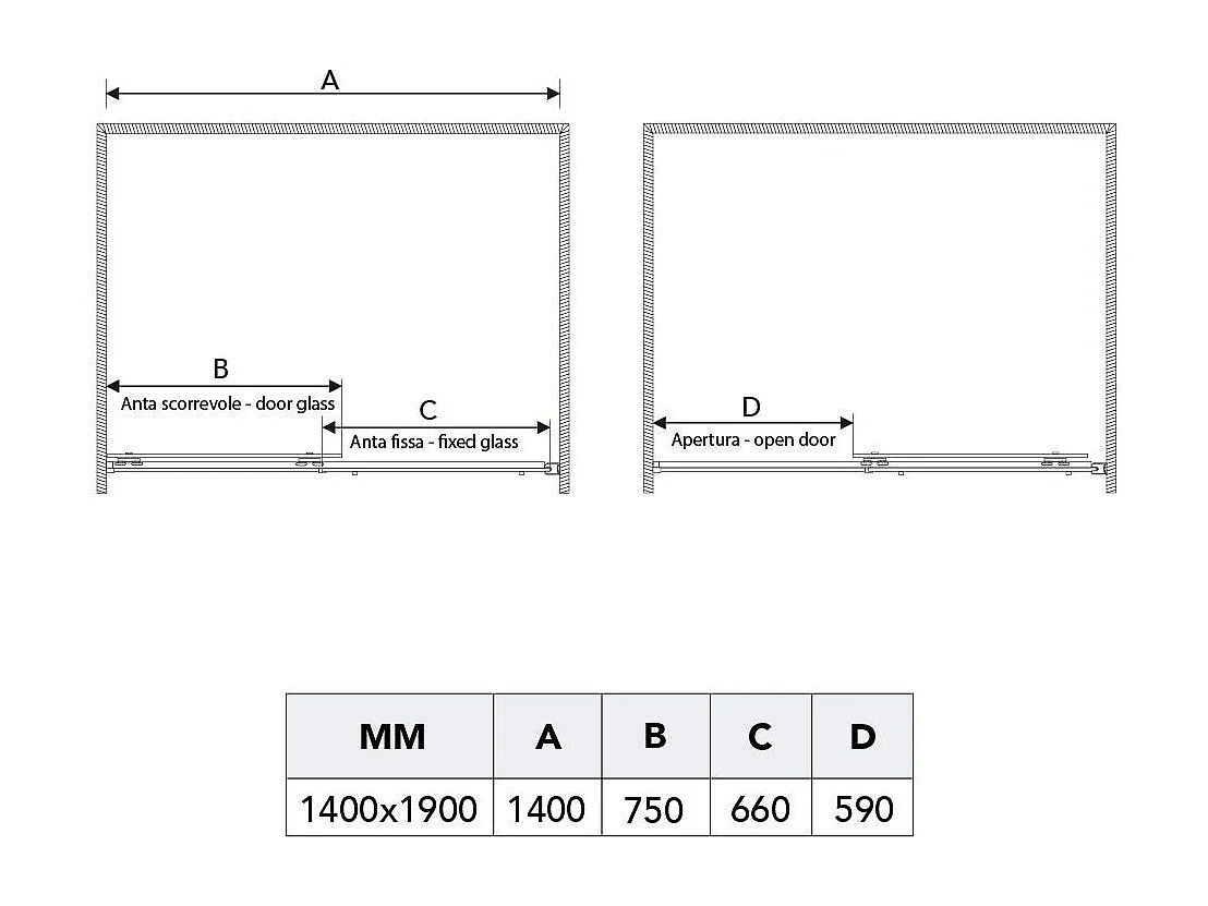 Cabine De Douche Transparente 140X70 Porte Coulissante En Crystal | Dream