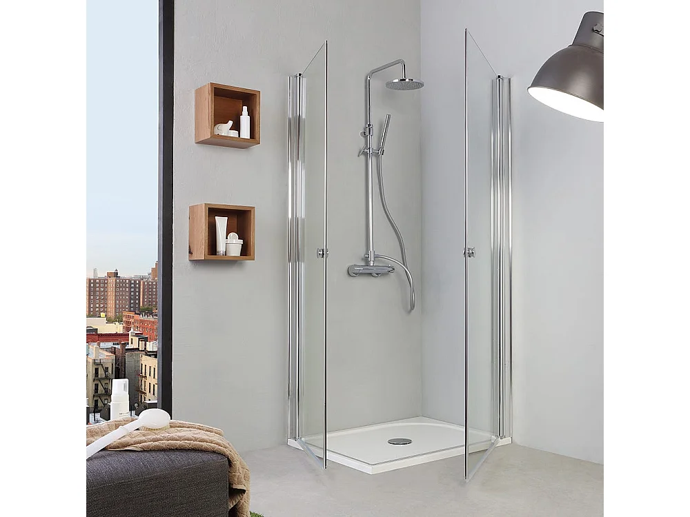 Coin Douche 70X90 Deux Portes De Fermeture | Cristal