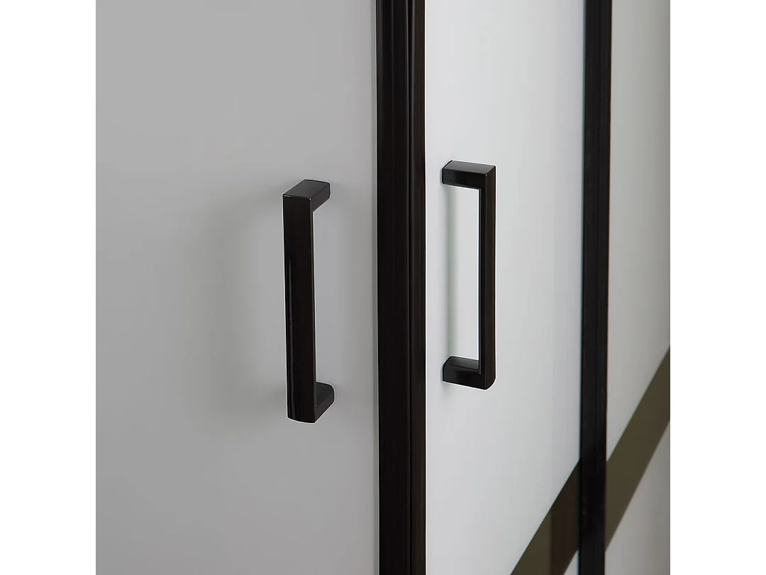 Cabine De Douche Coulissante 100X80 Noir Mat Avec Portes Sérigraphiées | City