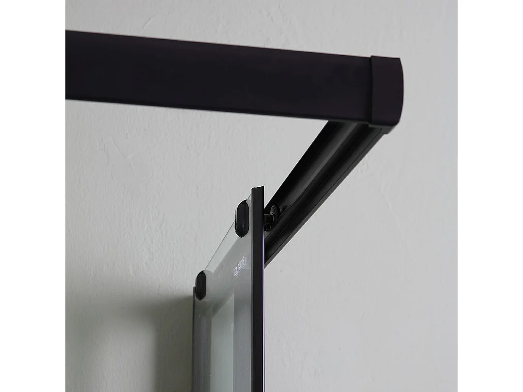 Cabine De Douche Coulissante 100X80 Noir Mat Avec Portes Sérigraphiées | City