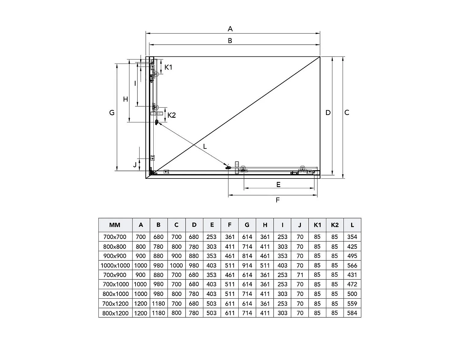 Cabine De Douche Coulissante 70X90x70 Avec Verre Transparent 3 Faces 6Mm