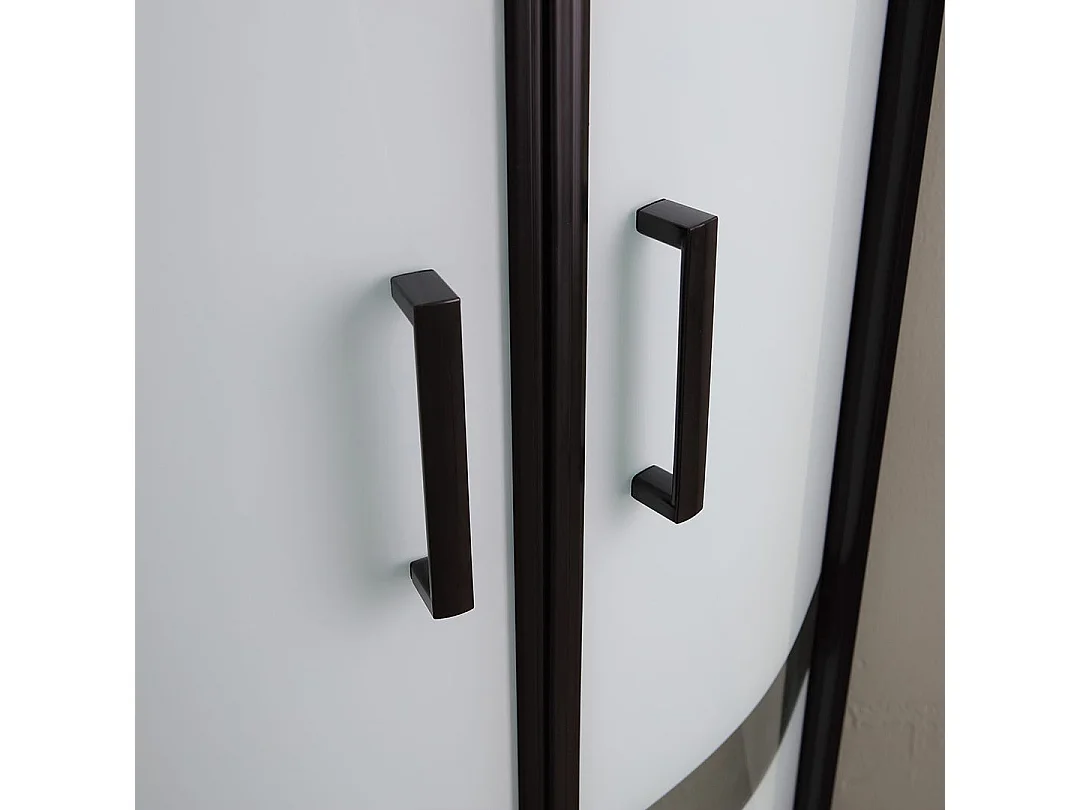 Cabine De Douche Semi-Circulaire 80X80 Verre Sérigraphié Cadre Noir Mat | City