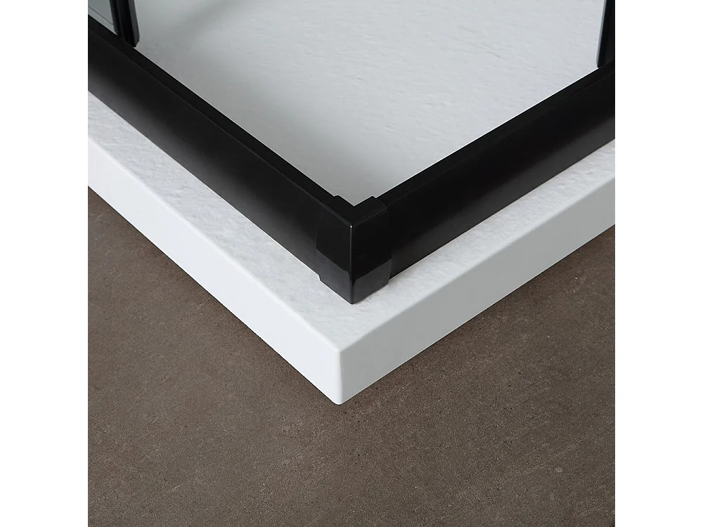 Porte De Douche 70X90 H 190 Profile Noir Opaque Cristal Transparent | City