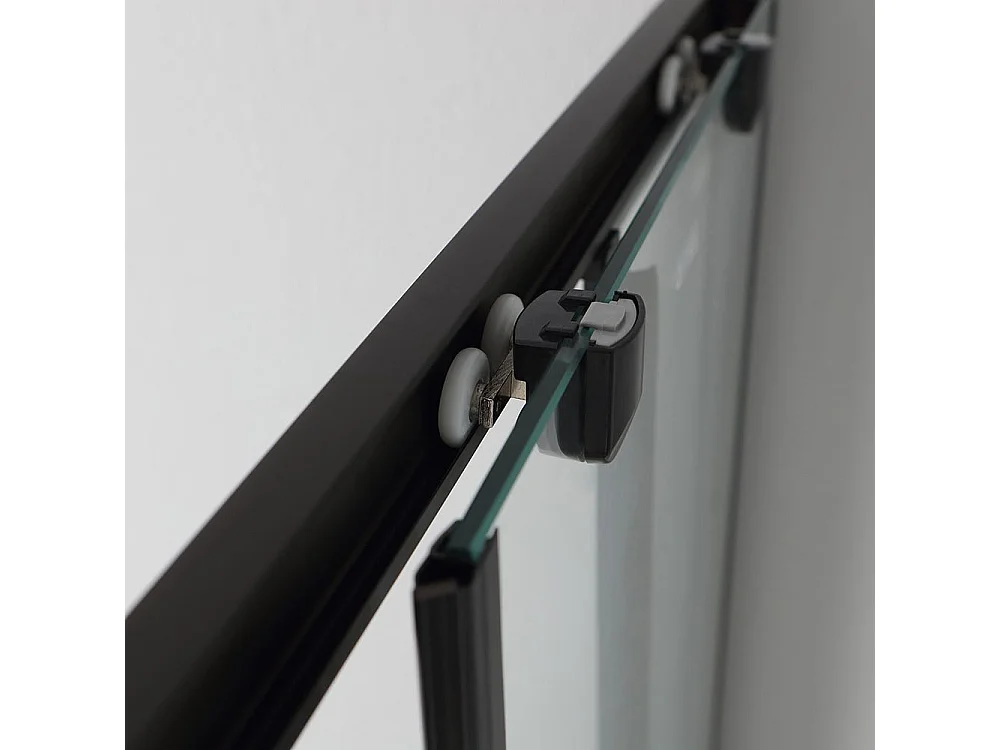 Porte De Douche 70X90 H 190 Profile Noir Opaque Cristal Transparent | City