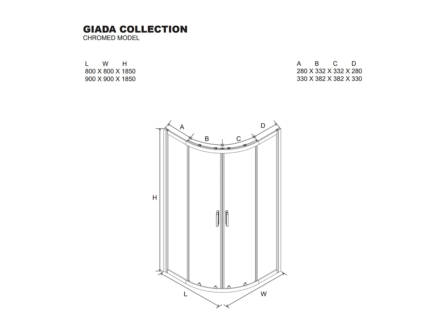 Cabine De Douche Angulaire 80X80 Verre Transparent | Giada